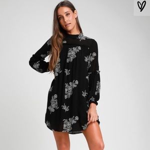 Lulus Black Flower Dress - size Small